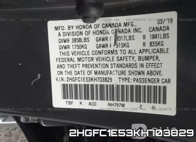 2HGFC1E53KH703829 фото 10
