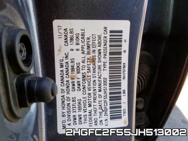 2HGFC2F55JH513002 фото 2
