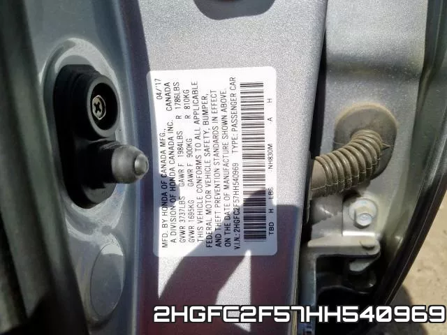 2HGFC2F57HH540969 фото 2