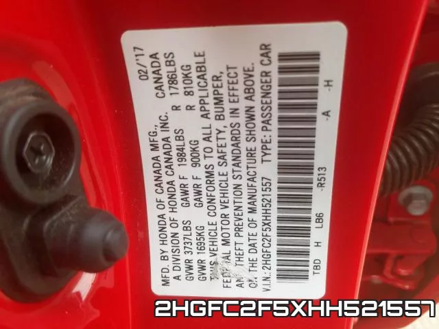 2HGFC2F5XHH521557 фото 2