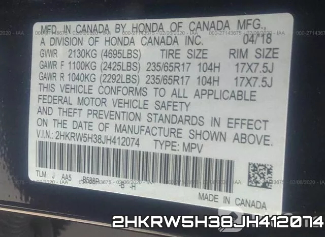 2HKRW5H38JH412074 фото 10