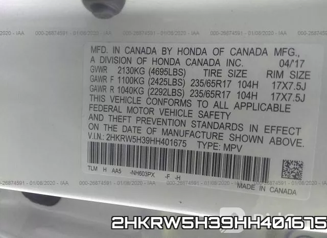 2HKRW5H39HH401675 фото 10