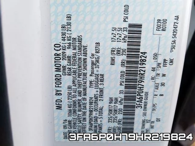 3FA6P0H79HR219824 фото 2