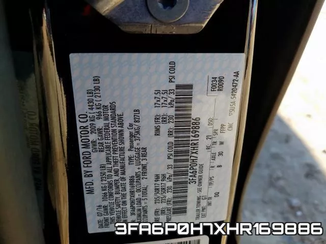 3FA6P0H7XHR169886 фото 2