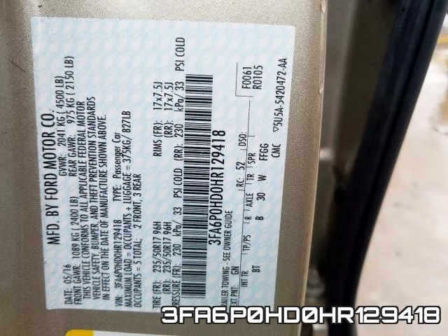 3FA6P0HD0HR129418 фото 2