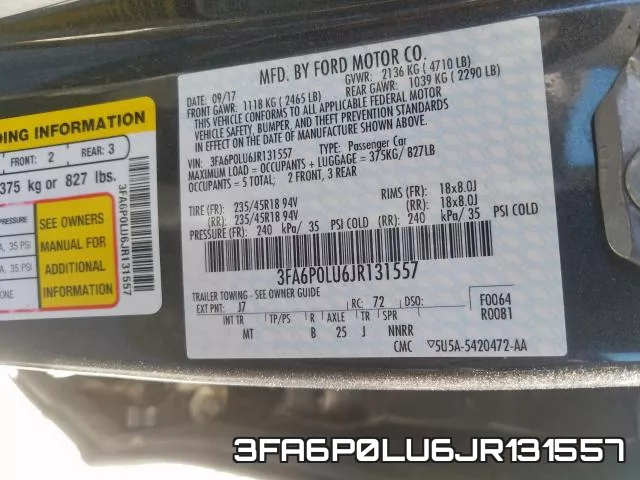 3FA6P0LU6JR131557 фото 2