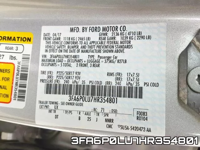 3FA6P0LU7HR354801 фото 2