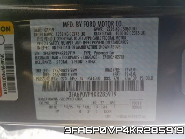 3FA6P0VP4KR285919 фото 2