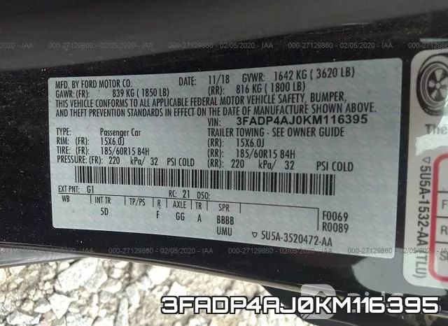 3FADP4AJ0KM116395 фото 10