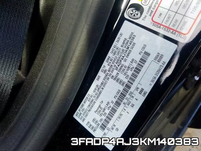3FADP4AJ3KM140383 фото 2