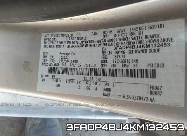 3FADP4BJ4KM132453 фото 10
