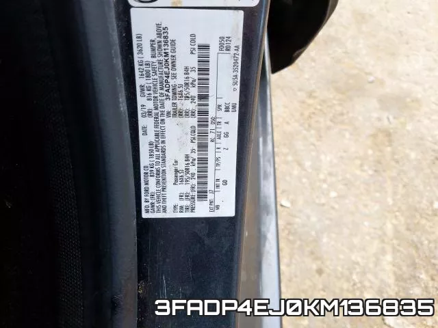 3FADP4EJ0KM136835 фото 2
