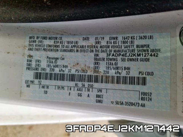 3FADP4EJ2KM127442 фото 2