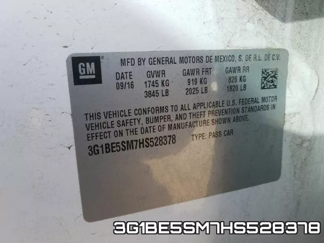 3G1BE5SM7HS528378 фото 2