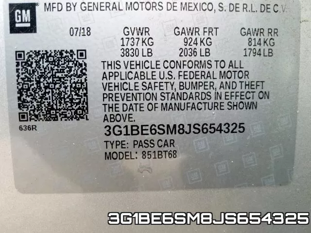 3G1BE6SM8JS654325 фото 2
