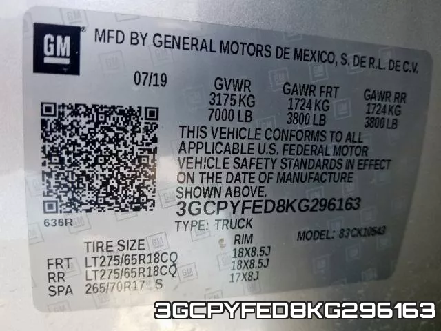 3GCPYFED8KG296163 фото 2