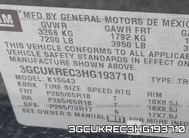 3GCUKREC3HG193710 фото 10