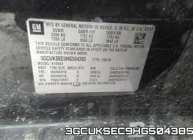 3GCUKSEC9HG504385 фото 10