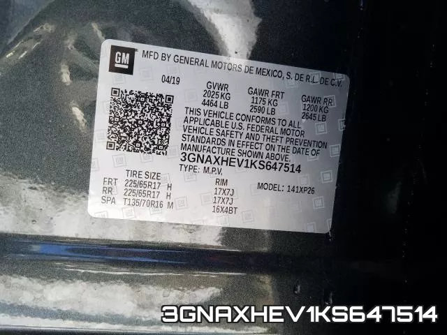 3GNAXHEV1KS647514 фото 2