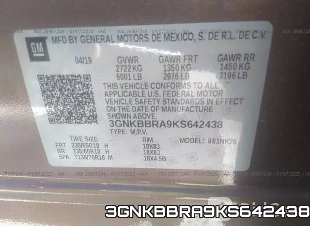 3GNKBBRA9KS642438 фото 10
