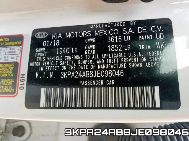 3KPA24AB8JE098046 фото 2