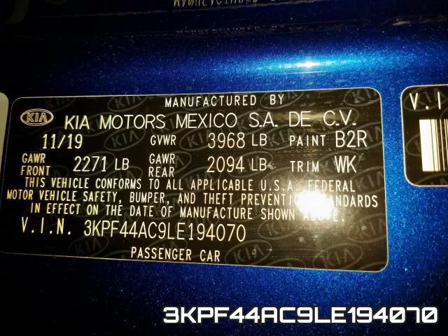 3KPF44AC9LE194070 фото 2