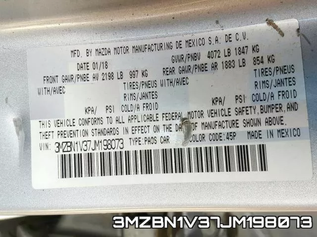 3MZBN1V37JM198073 фото 2