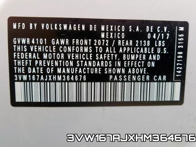 3VW167AJXHM364676 фото 2