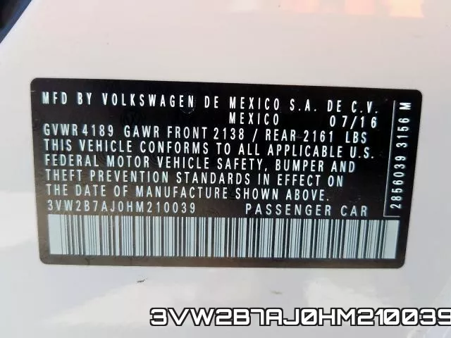 3VW2B7AJ0HM210039 фото 2