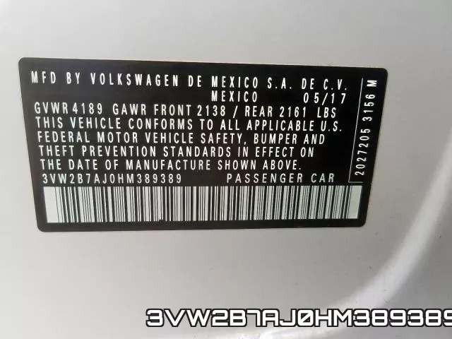 3VW2B7AJ0HM389389 фото 2