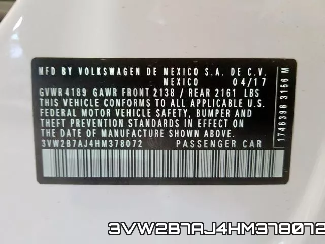 3VW2B7AJ4HM378072 фото 2