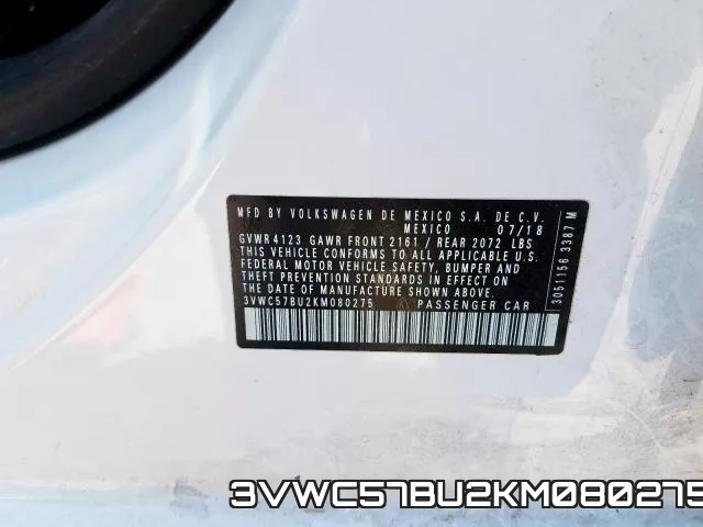 3VWC57BU2KM080275 фото 2