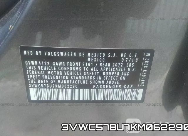 3VWC57BU7KM062290 фото 10