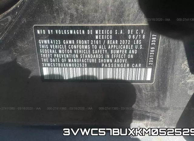 3VWC57BUXKM052529 фото 10