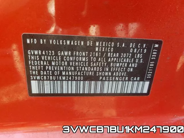 3VWCB7BU1KM247900 фото 2