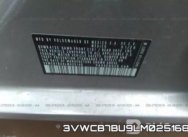 3VWCB7BU9LM025168 фото 10