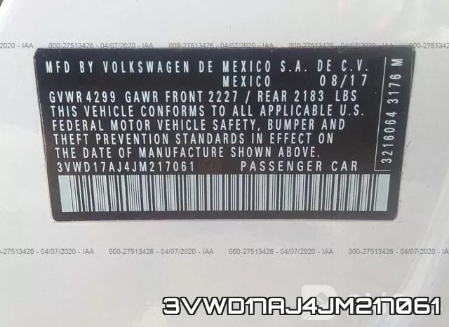 3VWD17AJ4JM217061 фото 10