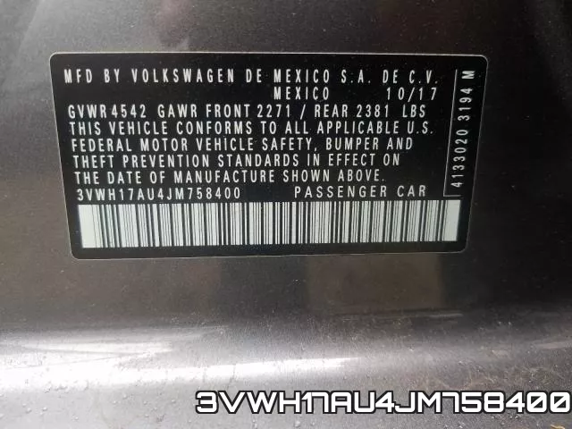 3VWH17AU4JM758400 фото 2