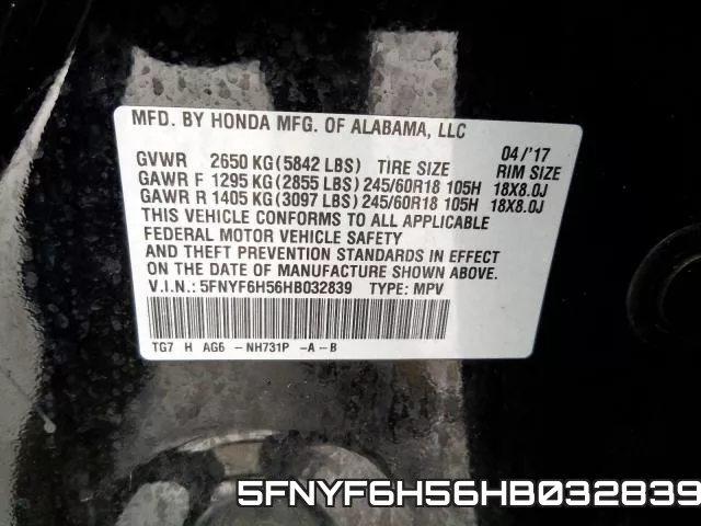5FNYF6H56HB032839 фото 2