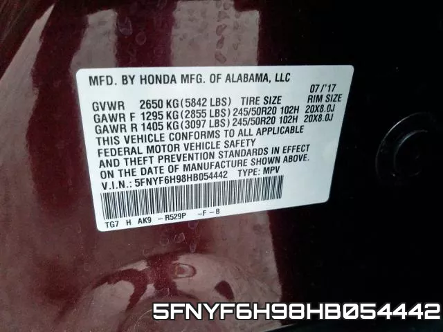 5FNYF6H98HB054442 фото 2