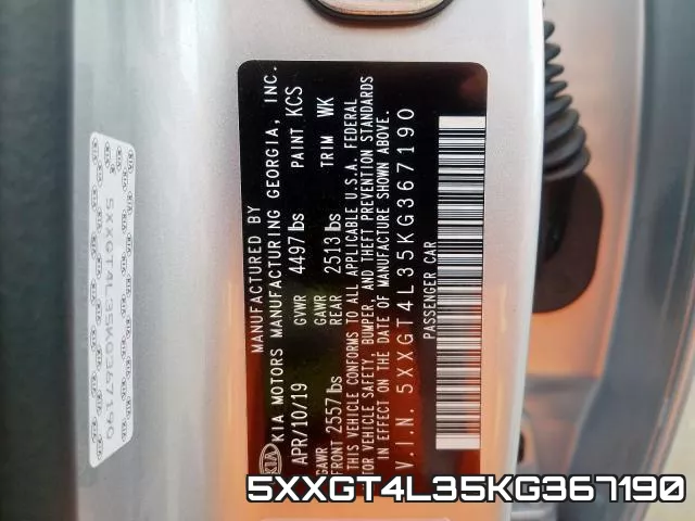 5XXGT4L35KG367190 фото 2