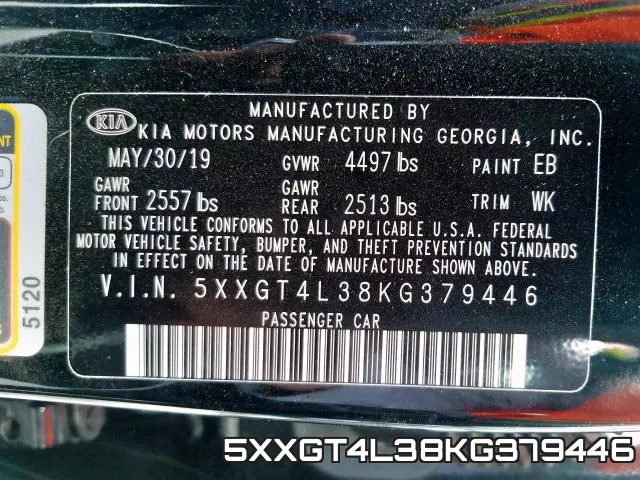 5XXGT4L38KG379446 фото 2