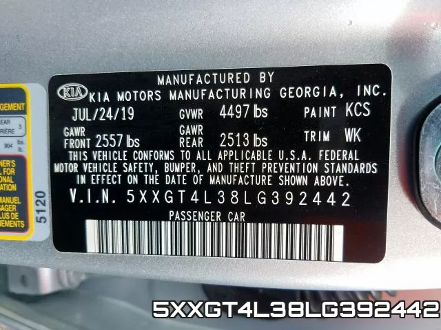 5XXGT4L38LG392442 фото 2