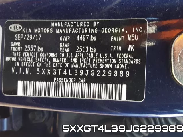5XXGT4L39JG229389 фото 2
