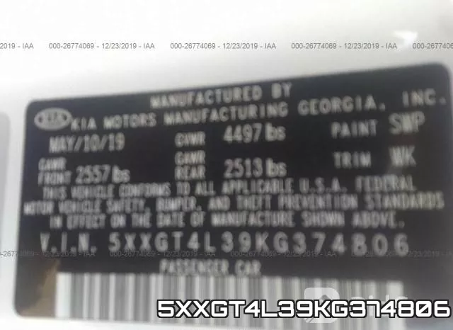 5XXGT4L39KG374806 фото 10