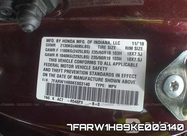 7FARW1H89KE003140 фото 10