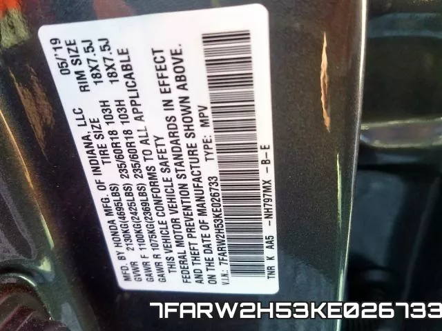 7FARW2H53KE026733 фото 2
