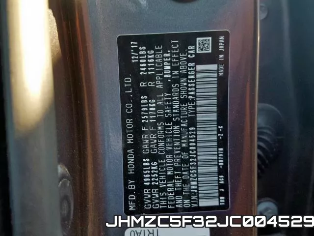 JHMZC5F32JC004529 фото 2