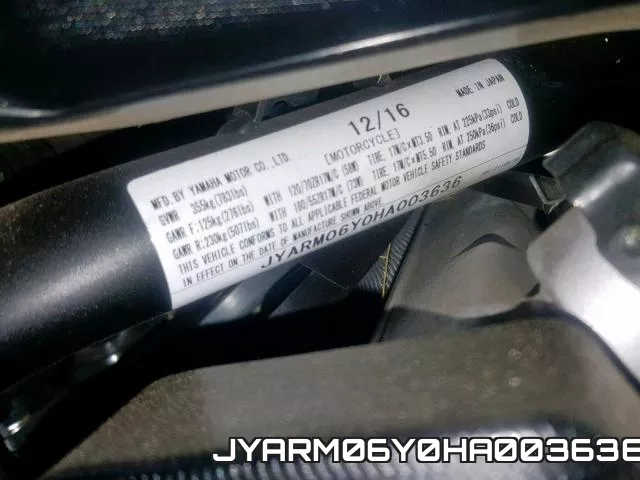 JYARM06Y0HA003636 фото 2