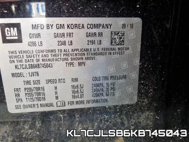KL7CJLSB6KB745043 фото 2